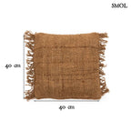 Barna, természetes textúrájú rusztikus díszpárnahuzat 40x40 cm méretben méretekkel