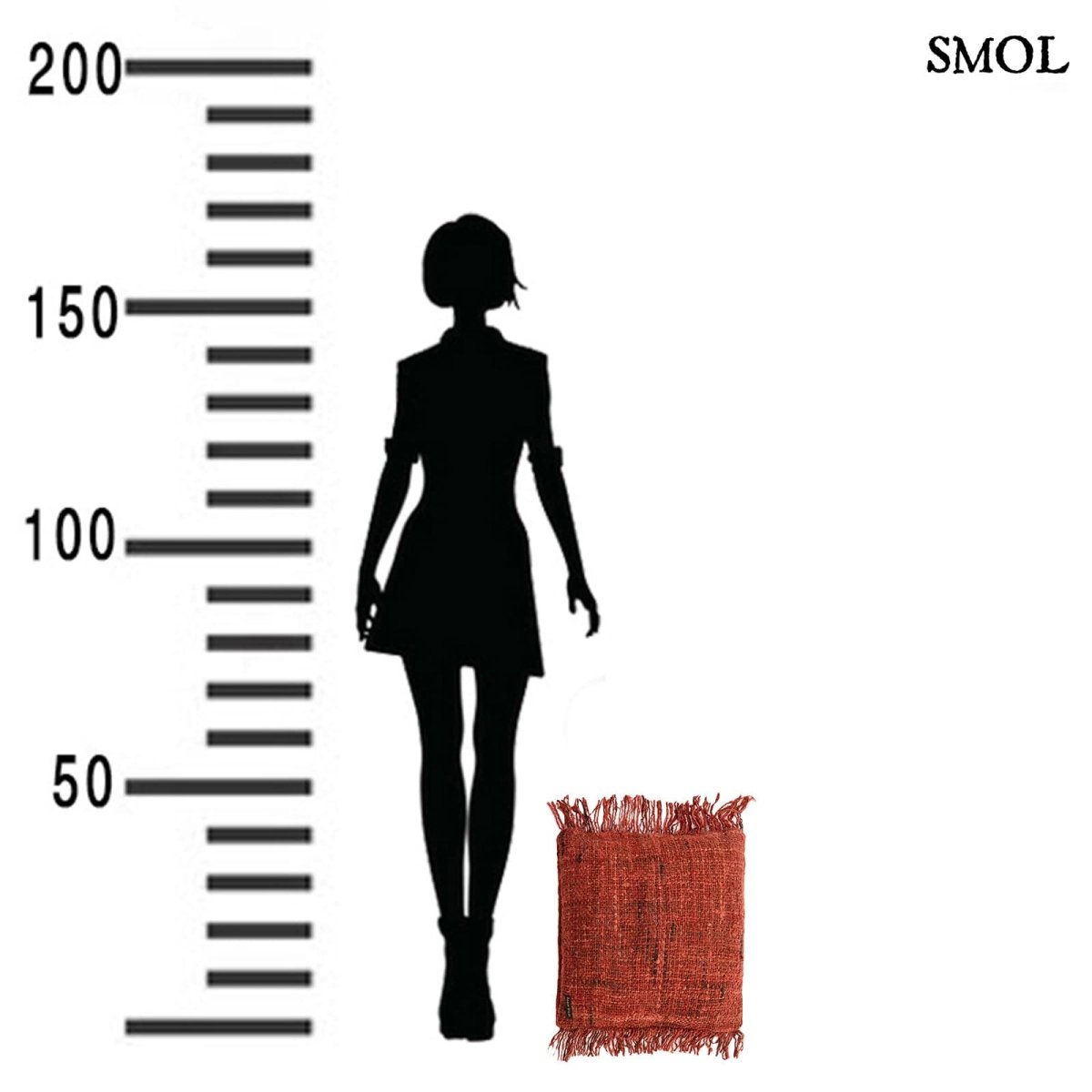 Cseresznyepiros boho stílusú díszpárnahuzat méretarányosan