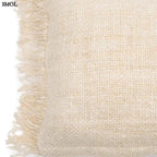 P40x40 cm krémszínű pamut díszpárnahuzat boho rojtos szegéllyel közelről