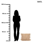 Bézs pamut díszpárnahuzat 40x40 cm méretben, bohém rojtos szegéllyel méretarányosan