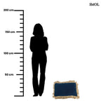 Kék és natúr részletekkel, raffia szegéllyel készült boho díszpárnahuzat méretarányosan