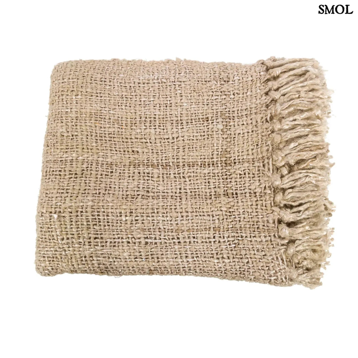 Pamut Pléd – Kézzel szőtt, bézs| PLAID | SMOL - összehajtva