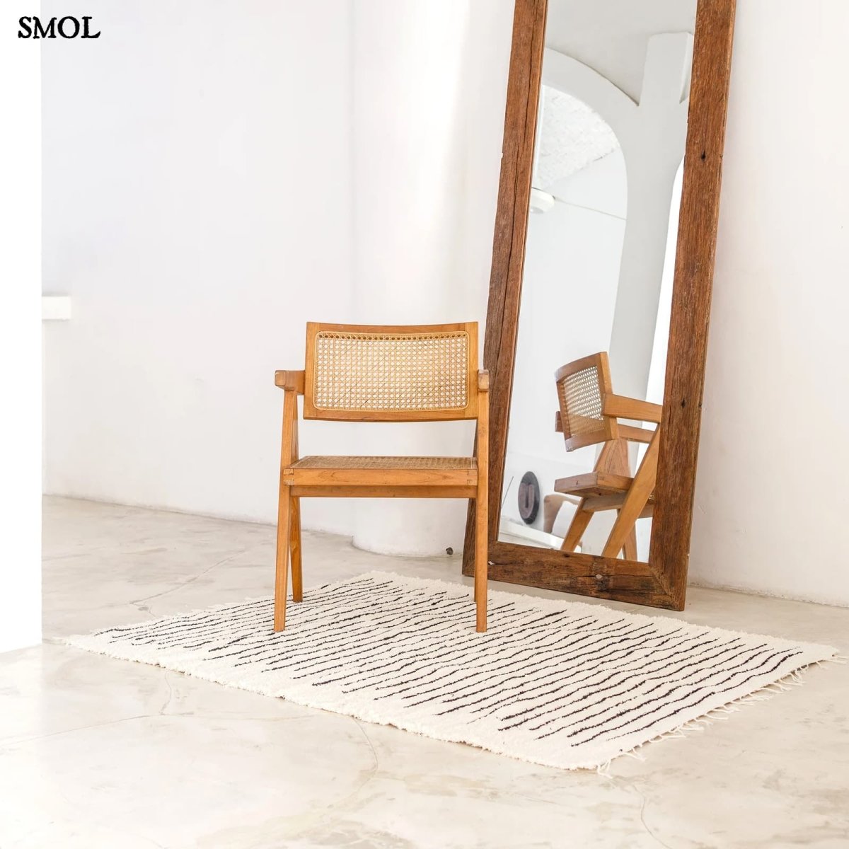 Pamut szőnyeg, fekete - fehér csíkos | KERTA - SMOL