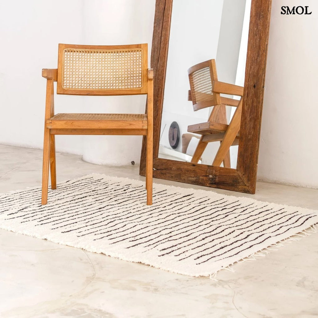 Pamut szőnyeg, fekete - fehér csíkos | KERTA - SMOL