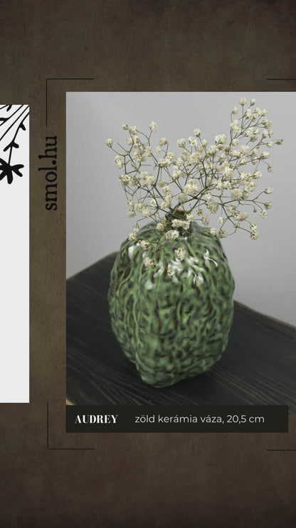 AUDREY,  zöld kerámia váza, 20,5 cm