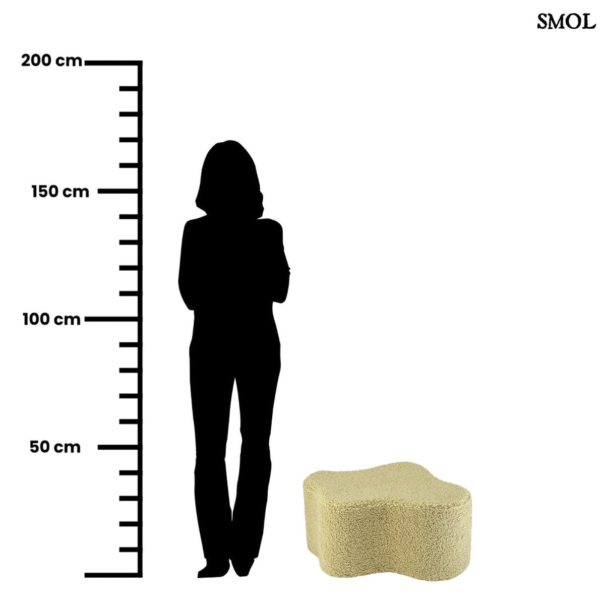 Felhő alakú puff gyerekeknek, matcha zöld színben, OEKO-TEX® minősítésű anyagból méretarányosan