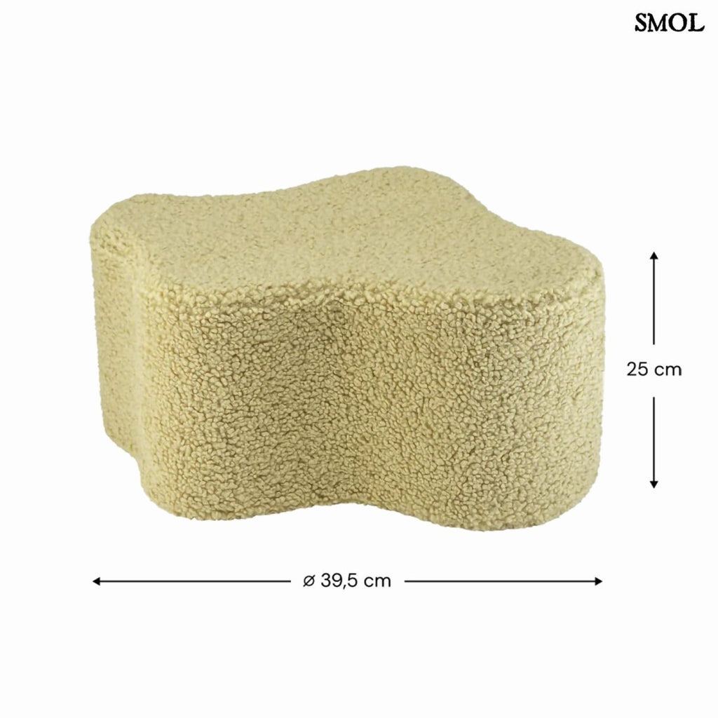 Felhő alakú puff gyerekeknek, matcha zöld színben, OEKO-TEX® minősítésű anyagból méretekkel