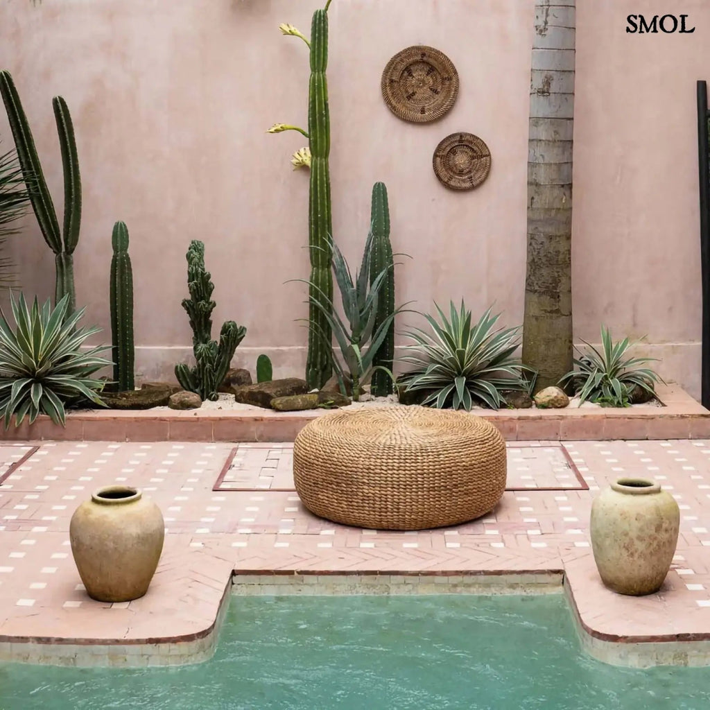 Puff vízijácintból – natúr, M | HYACINTH | SMOL - medencénél