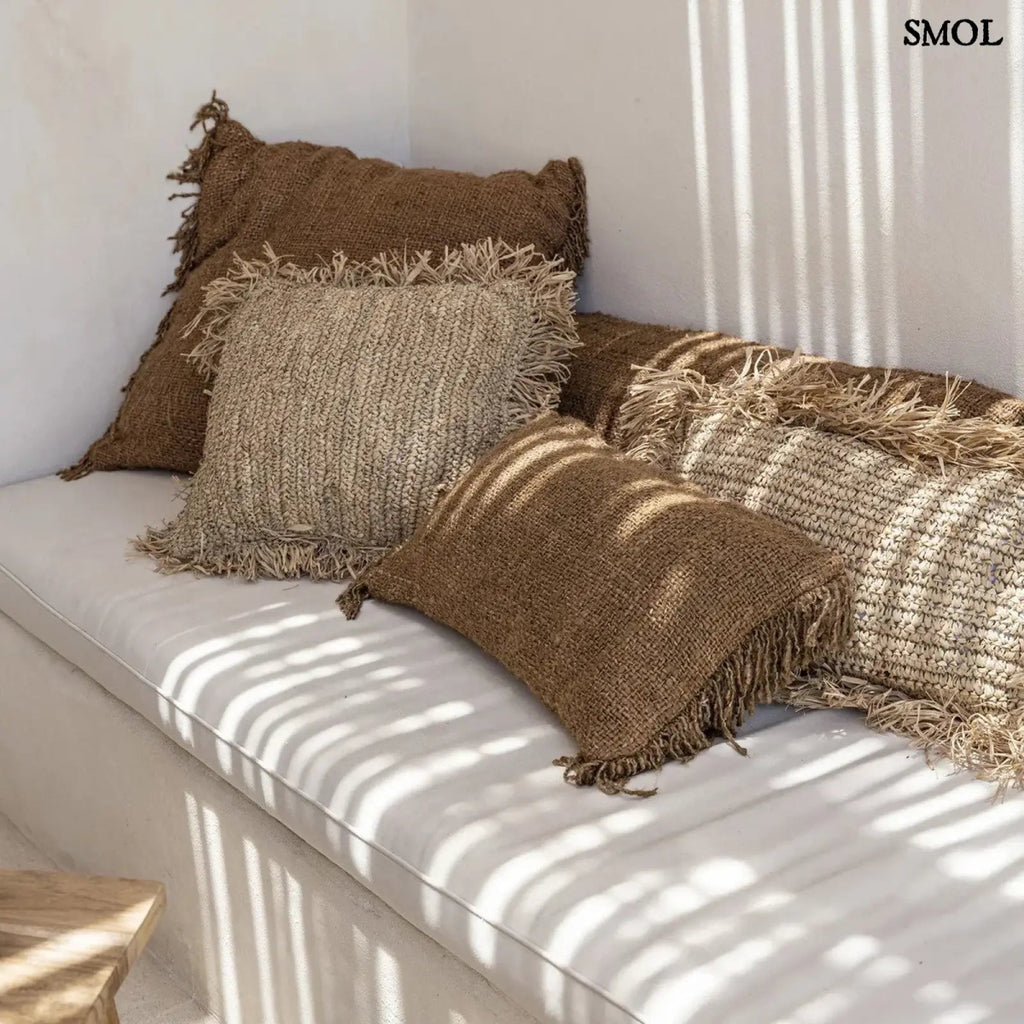 Raffia díszpárnahuzat, 40x40, rojtokkal | RAFFIA - SMOL