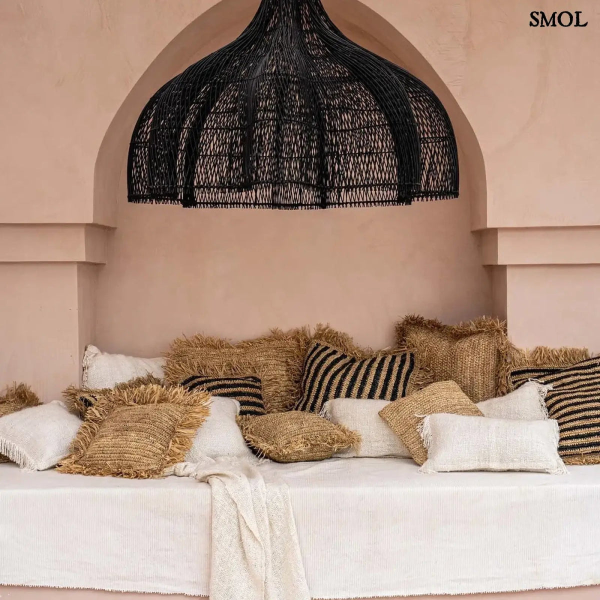 Raffia díszpárnahuzat, 40x40, rojtokkal | RAFFIA - SMOL