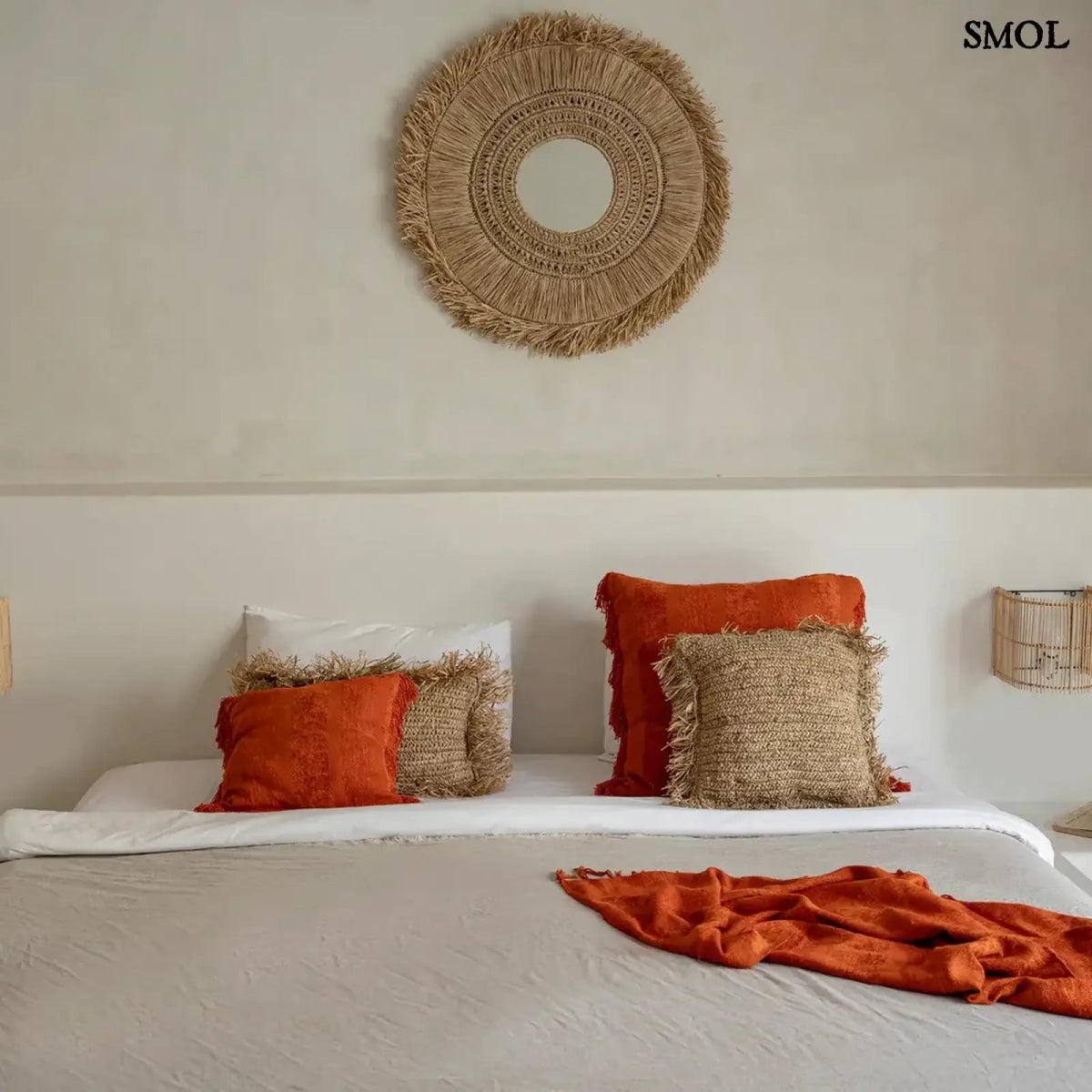 Raffia díszpárnahuzat, 40x40, rojtokkal | RAFFIA - SMOL