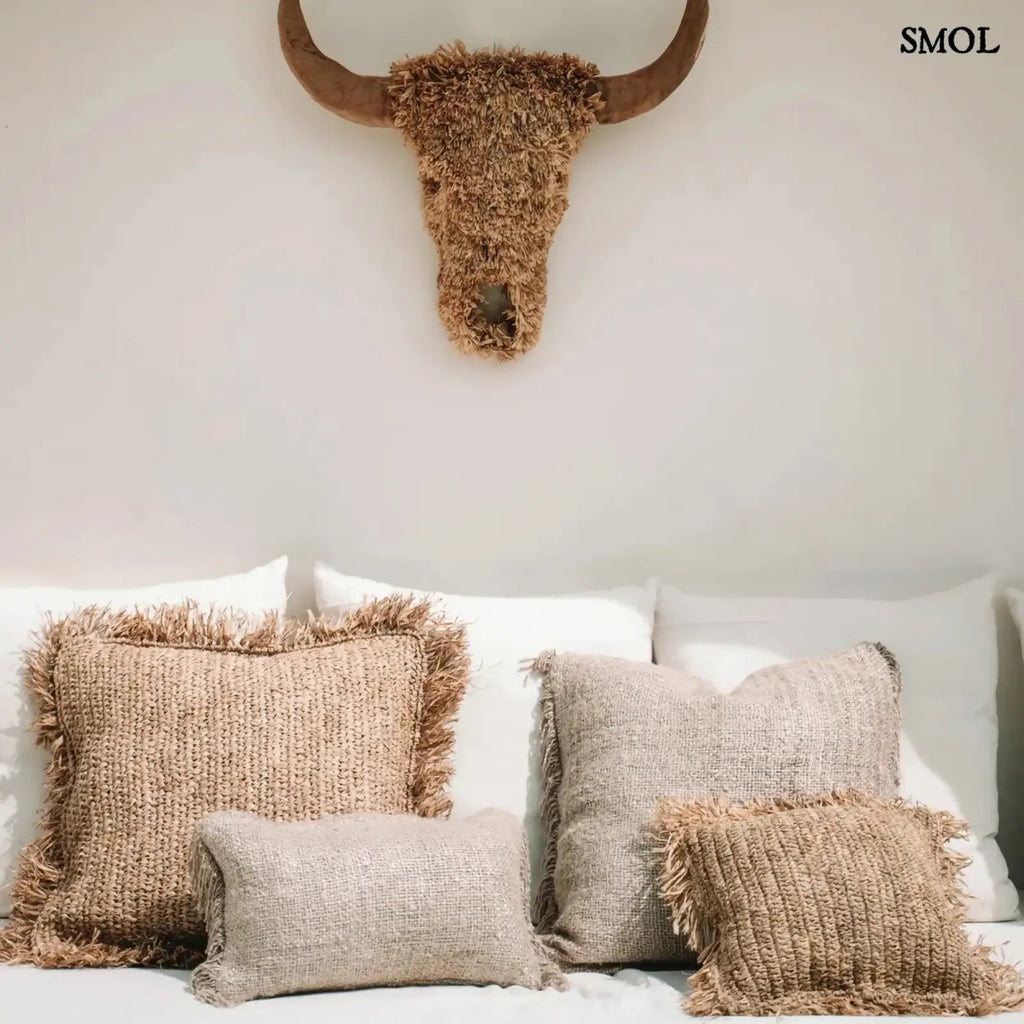 Raffia díszpárnahuzat, 40x40, rojtokkal | RAFFIA - SMOL