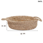 Natúr raffiából készült tárolókosár két füllel - méretekkel
