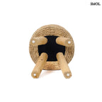 Kézzel font raffia ülőke natúr tíkfa lábakkal, alulról