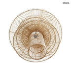 Kézzel szőtt, többszintes Saturn rattan függőlámpa natúr színben, fekete kábellel, alulról