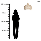 Kézzel fonott natúr rattan függőlámpa lágy, szórt fényekkel és organikus textúrával, modern és természetes stílusú enteriőrbe, méretarányosan