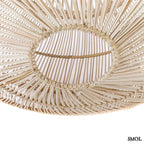 Natúr rattan függőlámpaernyő, csepp alakú, kézzel szőtt, organikus kiegészítő alulról, ferdén