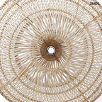 Natúr rattan függőlámpaernyő, csepp alakú, kézzel szőtt, organikus kiegészítő alulról