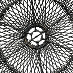 Fekete rattan függőlámpaernyő hullámos formával alulról