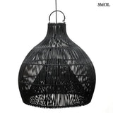 Schwarzer Rattan-Pendelleuchtenschirm, L | LOBSTER