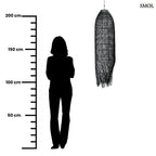 Hosszúkás, kézzel font fekete rattan függőlámpaernyő, méretarányosan