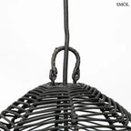 Fekete színű, harang alakú Bala rattan függőlámpaernyő sűrű fonással, akasztó nagyítva