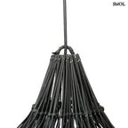 Rattan függőlámpaernyő Whipped, fekete, XL méret (110 cm), áramló, organikus forma akasztó nagyítva