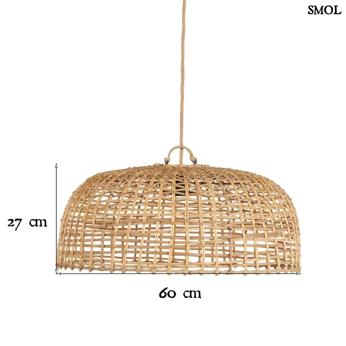 Függőlámpaernyő rattanból – natúr | CLOCHE | SMOL - méretekkel