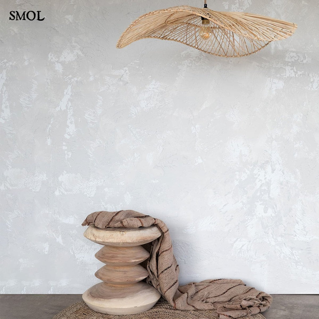 Természetes Rattan Függőlámpaernyő, 75 cm | CHAPEAU | SMOL - pléddel, kisasztallal