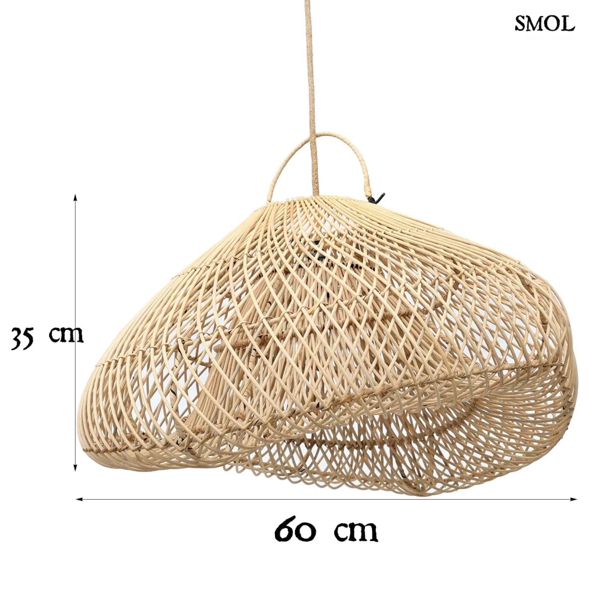 Természetes Rattan Függőlámpaernyő, 60 cm | CLOUD | SMOL - méretekkel