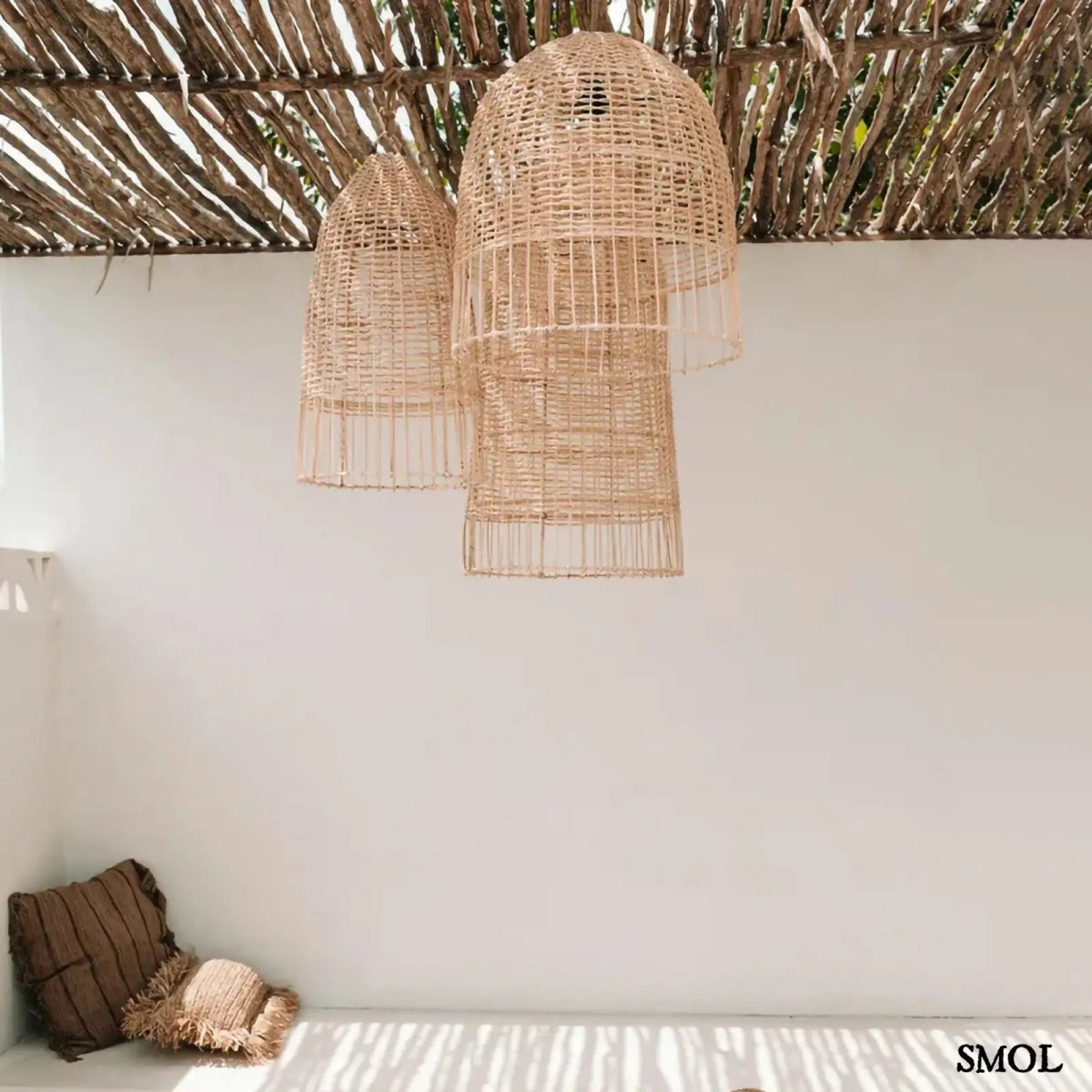 Rattan Függőlámpaernyő - natúr, M | ELBA - SMOL