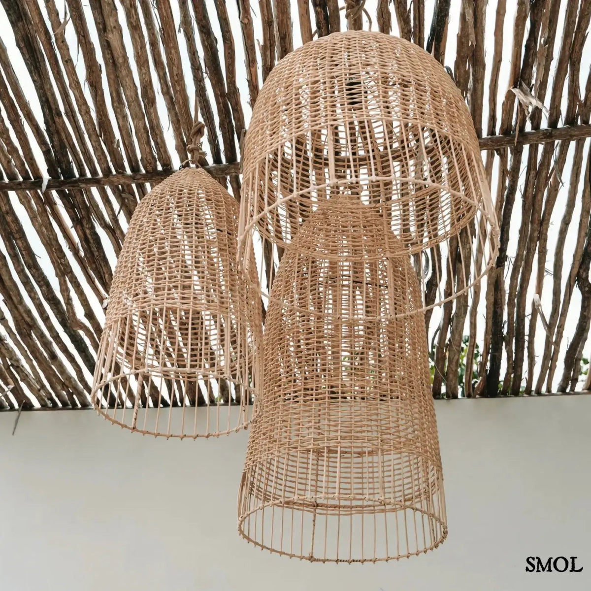 Rattan Függőlámpaernyő - natúr, M | ELBA - SMOL