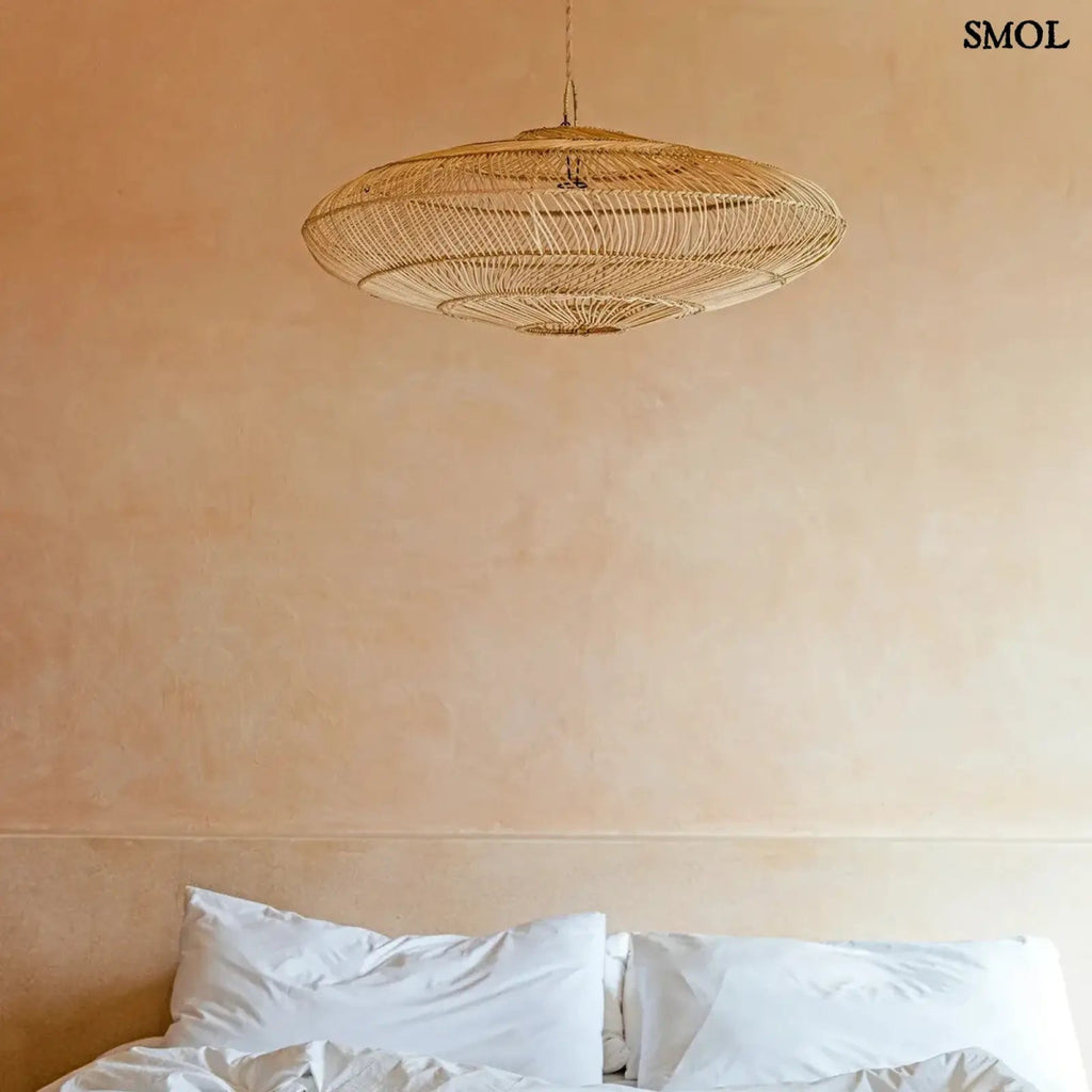 Rattan Függőlámpaernyő - natúr, M | MACARON - SMOL