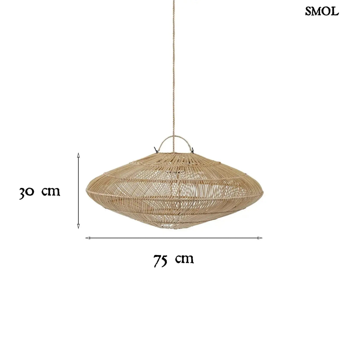 Rattan Függőlámpaernyő - natúr, M | MACARON - SMOL