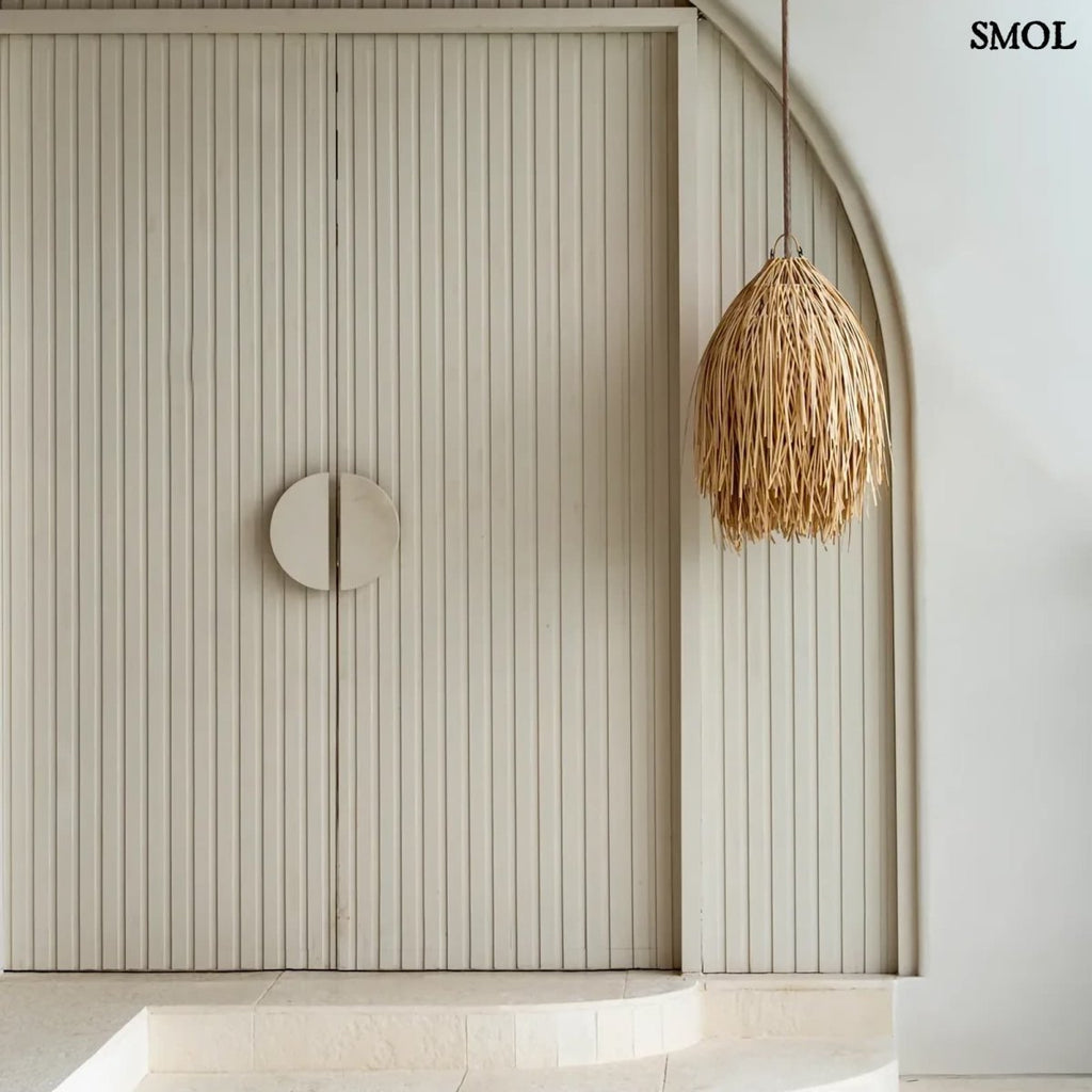 Függőlámpaernyő - natúr rattan, 75 cm | SHAGGY - smol.hu - beltéri ajtóval