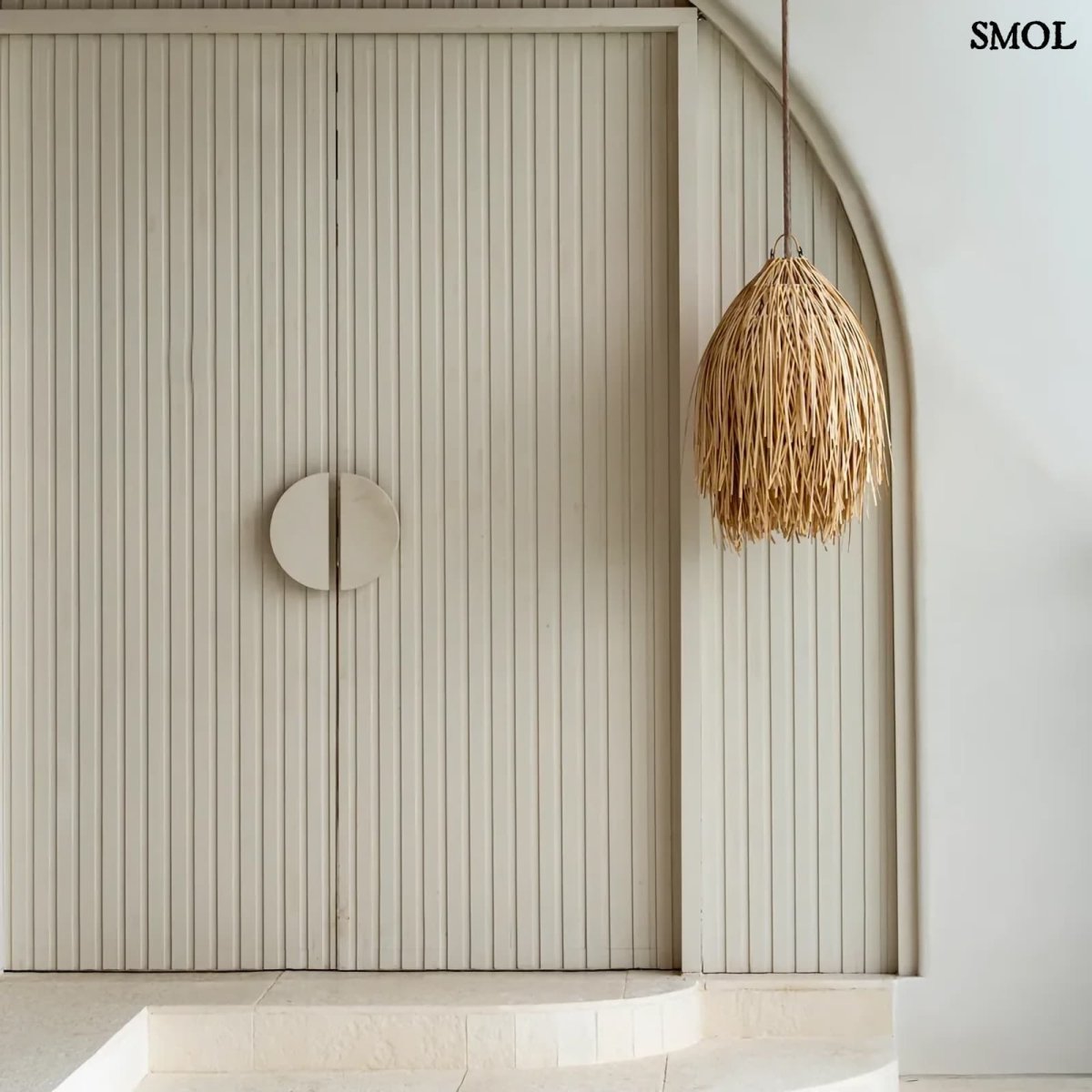 Függőlámpaernyő - natúr rattan, 75 cm | SHAGGY - smol.hu - beltéri ajtóval