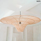 Rattan függőlámpaernyő The Sky, XL méret, natúr, óriás kupola forma mennyezeten lógatva