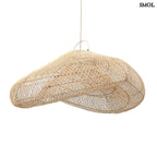 Natúr színű, XXL méretű rattan függőlámpaernyő, fehér háttérrel