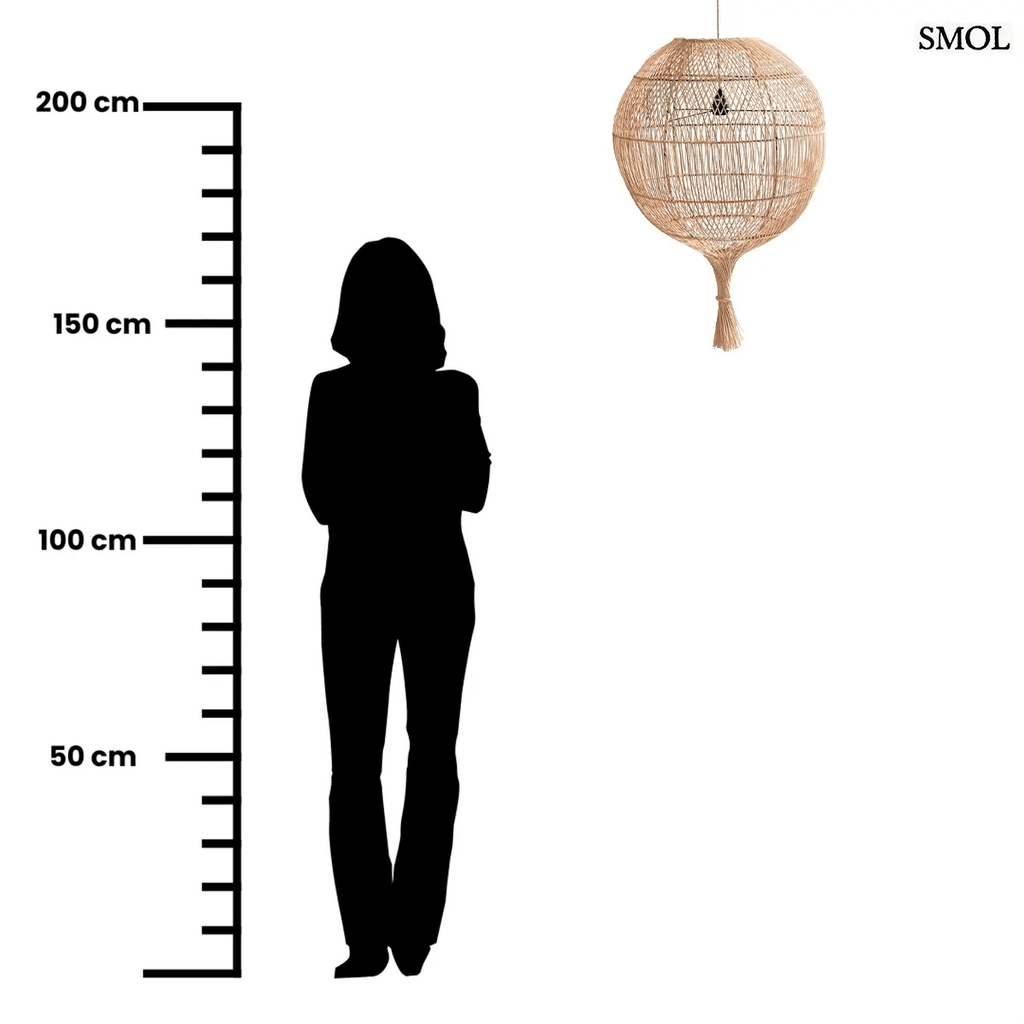 Natúr rattan lámpaernyő, kézzel szőtt hagyma formájú boho dekoráció, méretarányosan függőlámpaként