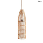 Kézzel készült rattan lámpaernyő (TRAP forma, L), natúr szín, fehér háttérrel