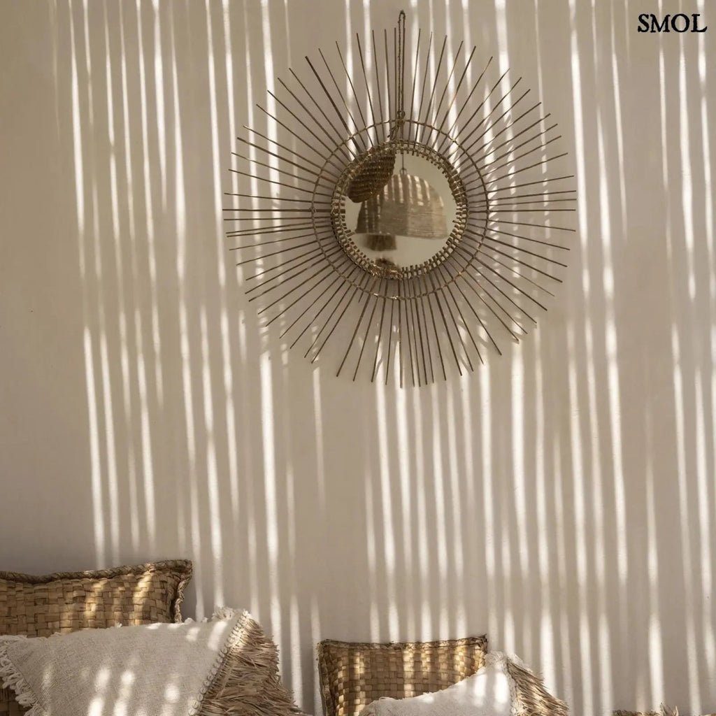 Rattan Napformájú Falitükör – natúr, L | TROPICAL - SMOL