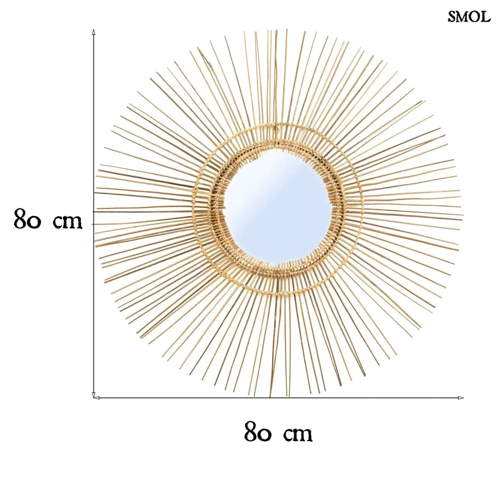 Rattan Napformájú Falitükör – natúr, L | TROPICAL - SMOL