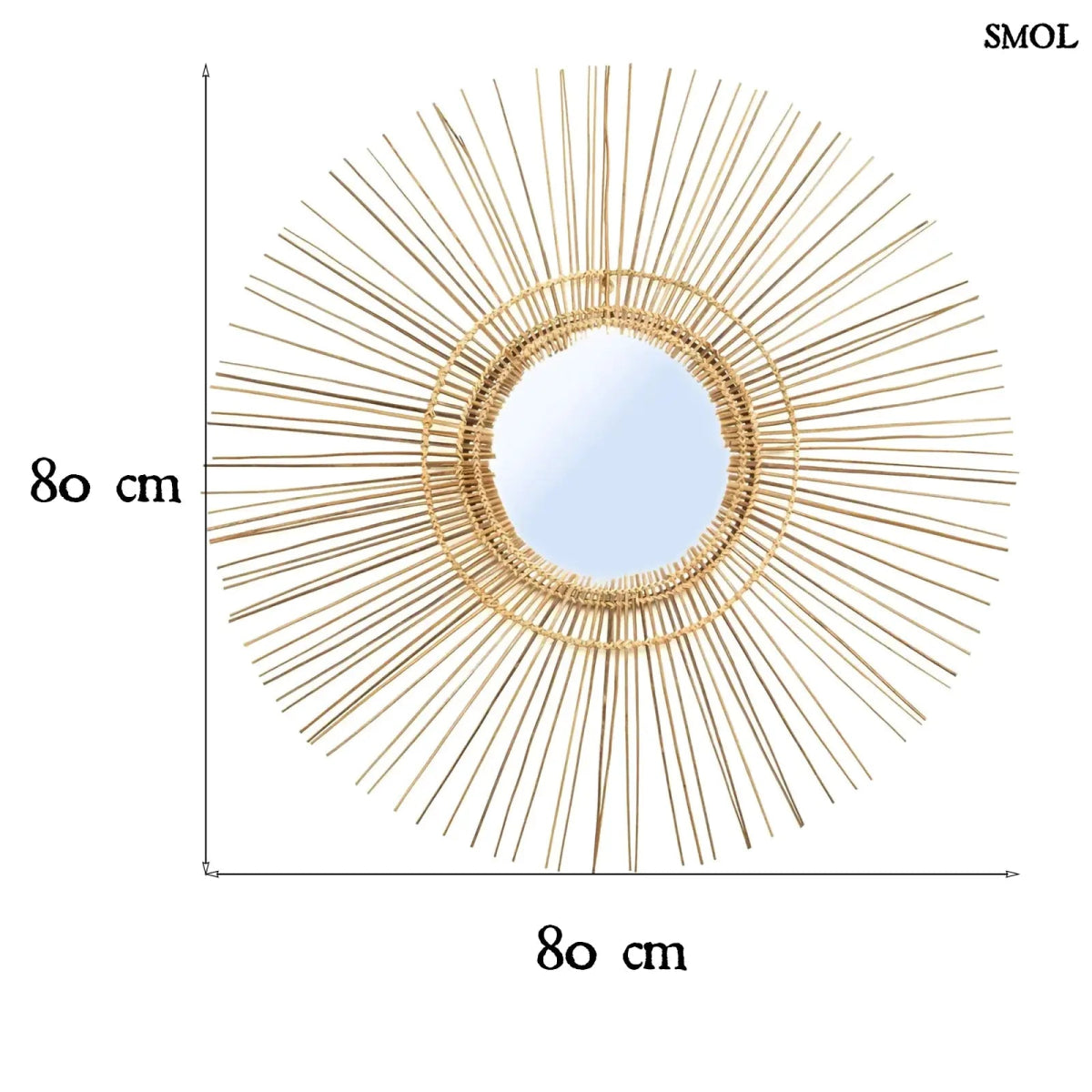 Rattan Napformájú Falitükör – natúr, L | TROPICAL - SMOL