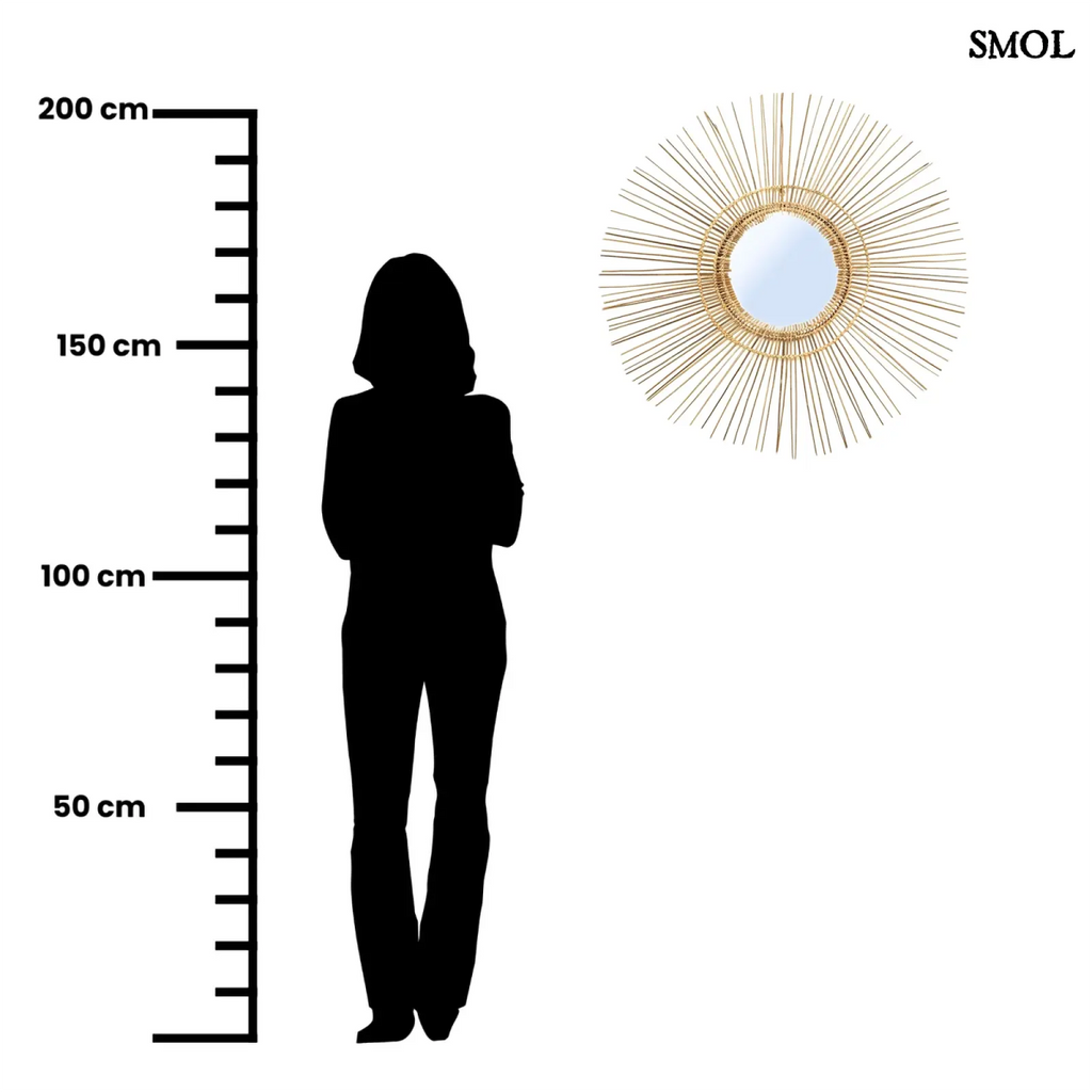 Rattan Napformájú Falitükör – natúr, L | TROPICAL - SMOL