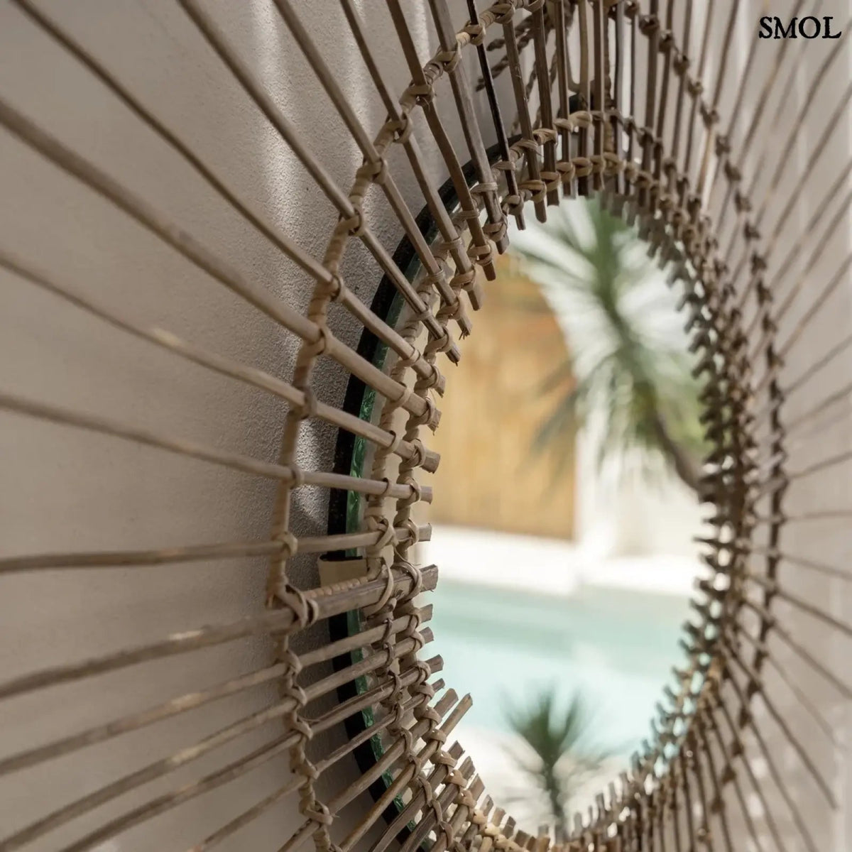 Rattan Napformájú Falitükör – natúr, L | TROPICAL - SMOL