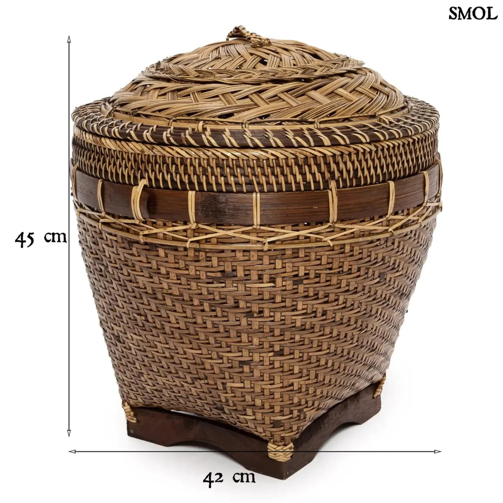 Rattan tárolókosár fedéllel – L | COLONIAL - SMOL