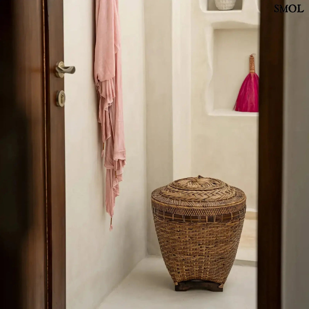 Rattan tárolókosár fedéllel – L | COLONIAL - SMOL