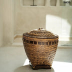Rattan tárolókosár fedéllel – L | COLONIAL - SMOL