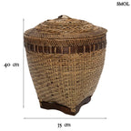 kézzel fonott rattan tárolókosár fedéllel méretekkel