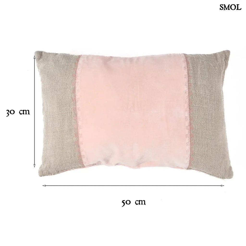 Rózsaszín Bársony - Len Díszpárnahuzat – 30x50 | VELVET - SMOL